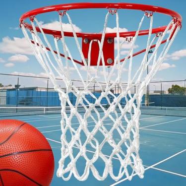 Imagem de Rede de basquete resistente – Rede de substituição profissional com 12 voltas para cestas de basquete internas/externas, anti-chicote para todos os climas, branca