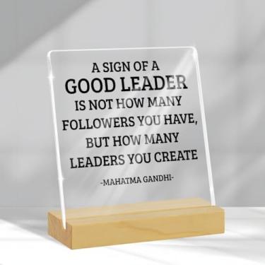 Imagem de Leader Gifts Great Leaders Quote Boss Gifts Bosses Day Gifts Cool Gifts for Bosses Appreciation Gift Thank You Gifts for Manager Employer Mentor Clear Acrylic Sign