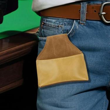 Imagem de Suporte magnético de giz para taco de sinuca com clipe de cinto, suporte de giz de bilhar de couro PU, acessórios portáteis de bilhar (amarelo)