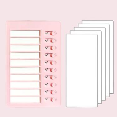 Imagem de 1 tabela de tarefas em branco para crianças, quadro de lista de verificação de plástico em branco, tabela de rotina diária portátil, com cartolina destacável para a programação de verão para crianças