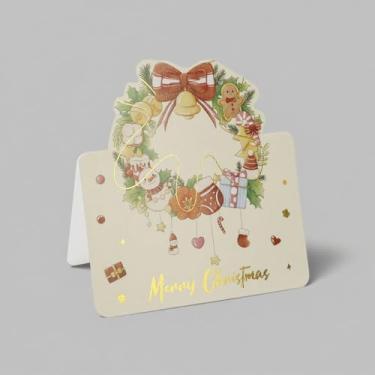 Imagem de 20 peças cartões de Natal, convites de saudação, presentes de bronze, dobráveis, cartas, presentes de Natal, decoração de envelopes, acessórios (#04-20 peças)