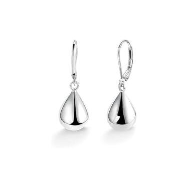Imagem de Brincos femininos banhados a prata – brincos de gota e disco com fecho de alavanca, joias clássicas hipoalergênicas para presentes, 10mm, Cobre Cobre Banhado a prata, Sem pedra preciosa