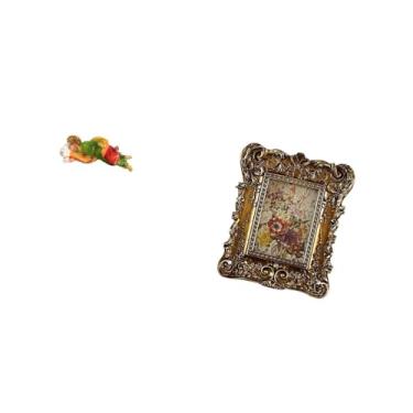 Imagem de Fenteer Escultura de Resina de São José com Detalhes Florais Esculpidos à Mão, Suporte Decorativo de Mesa para Porta-retratos Antigo para Decoração de Escritó