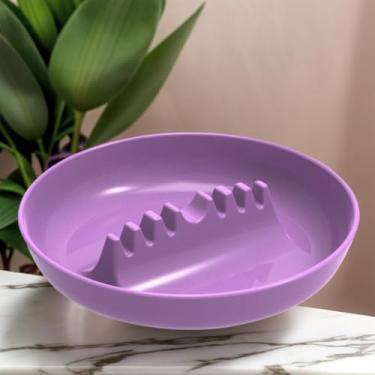 Imagem de Cinzeiro para cigarros de 18 cm ao ar livre para pátio, cinzeiros de plástico com 7 suportes de cigarro, uso interno e externo para escritório doméstico (roxo)