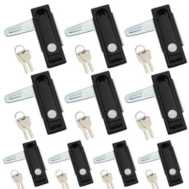 Imagem de Pacote com 10 fechaduras elétricas de liga de zinco MS713, caixa de distribuição, fechaduras planas externas, equipamento industrial, trava de montagem embutida, travas de botão pop-up para armário