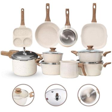 Imagem de Jogo Panelas 10 Pç Premium 4Mm Indução Cerâmico - Vanilla