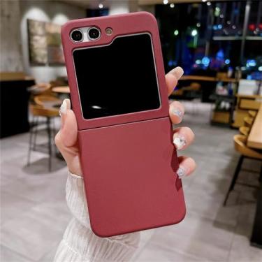 Imagem de Capa de telefone rígida fosca de cor pura para Samsung Galaxy Z Flip Fold 5 4 3 Capa dobrável de proteção de lente, vermelha, para Samsung Z Fold 4