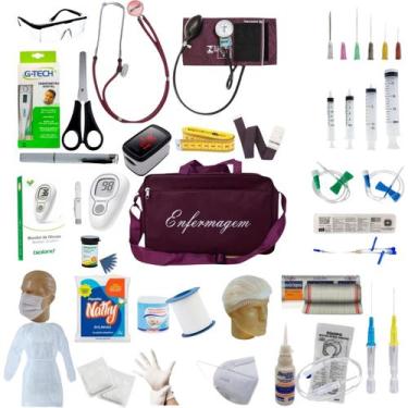 Imagem de Kit Enfermagem Com 60 Itens Com Esteto E Esfigmo BORDÔ - P.A MED