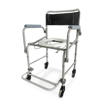 Imagem de Cadeira de Banho Higiênica Dellamed Dobrável e Desmontável até 120 Kg Preto e Cinza D40