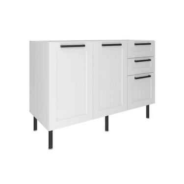 Imagem de Gabinete De Cozinha Modulado Cz-3300 S- Tampo C- 2 Portas E 3 Gavetas 120cm Branco - Te...