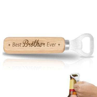 Imagem de Presentes de aniversário para irmão - Best Brother Ever Gifts from Sister abridor de garrafas de madeira engraçado Dia dos Pais, Natal, aniversário, Ação de Graças, ideias para irmãos
