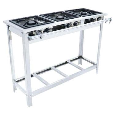 Imagem de Fogão Industrial Venâncio 3 Bocas Duplas a Gás Baixa Pressão Inox com 