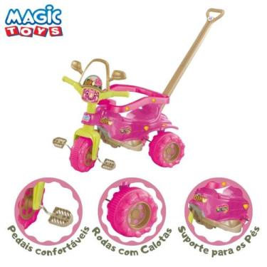 Imagem de Triciclo Infantil Pedal Motoca Tico Tico Dino Pink - Magic Toys, Rosa,