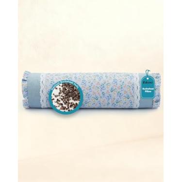 Imagem de Almofada de pescoço de trigo sarraceno, suporte de pescoço de cilindro de resfriamento rígido ajustável de 40 x 10 cm para dormir, meditação de ioga, fronhas florais macias removíveis, travesseiro