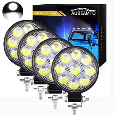 Imagem de Faróis de neblina LED para para-choques de carro de 7,6 cm para off-road, pacote com 4 AUBEAMTO 8000 lm, barra de luz de LED redonda para carro ao ar livre, cápsulas de luzes spot para caminhões de 12