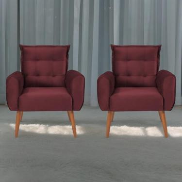 Imagem de Jogo De Poltronas Decorativas Emma Veludo Vinho