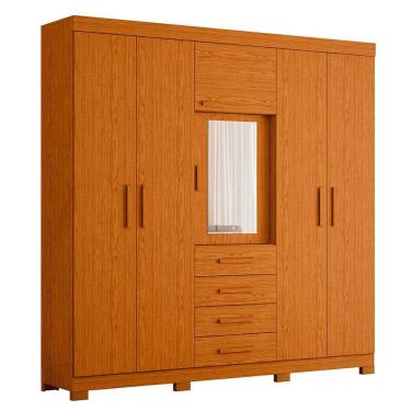 Imagem de Guarda Roupa Virtus Casal 5 Portas Com Espelho Albatroz Cinamomo