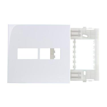 Imagem de Placa Com Suporte Margirius Sleek 4x4 Para 2 Módulos Horizontais Branca
