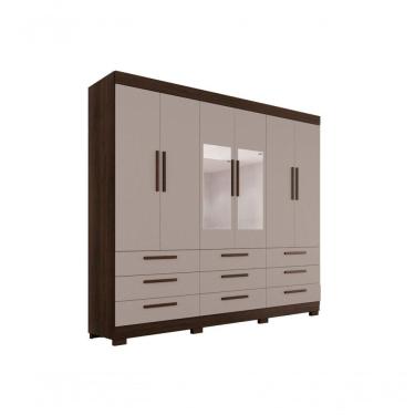 Imagem de Roupeiro Dinamarca Com Espelho 6 Portas 9 Gavetas Salleto Savana-off White