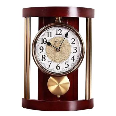 Imagem de Relógio vintage de madeira silencioso, para lareira, cornija, escritório, sala de estar, decoração de mesa