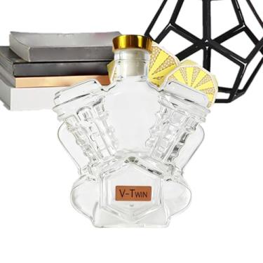Imagem de Garrafa de uísque vazia | Decantador decorativo de álcool | Recipiente colecionável de bebidas em forma de motor de motocicleta para armário de exibição em casa, sala de jantar, hotéis, restaurantes