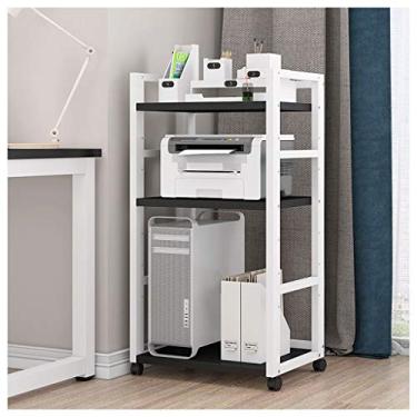 Imagem de Suportes de impressora, suporte de impressora de mesa, multicamadas, suportes de chassi de mesa móveis, impressão copiadora, rack tudo-em-um como prateleira de armazenamento, prateleira de livros