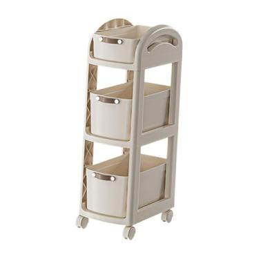 Imagem de Ｂｅｓｇａ Carrinho de rolamento sobre rodas, utilitário, rack de vegetais, organizador, estante móvel para lavanderia, escritório, sala de jantar, cozinha, 3 Camadas Brancas