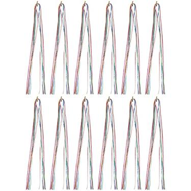 Imagem de Diy trança cabelo corda dreadlocks fio cordas estilo de cabelo acessórios de decoração para festa casamento desfile de moda 12 pçs 4 tipos material corda (Corda de cabelo liso de cor de 2 mm)