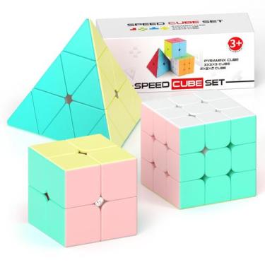 Imagem de Conjunto Speed Cube Vdealen 2x2x2 3x3x3 Pyramid Magic Cube Kids