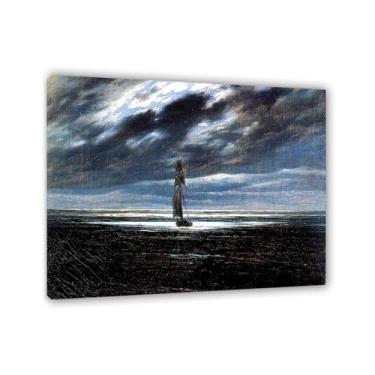 Imagem de ZUJGHSJG Seapiece by Moonlight por Caspar David Friedrich Impressões em tela Well Decor The World Classic Art Reproduções de arte grande giclee arte de parede para sala de estar decoração de casa