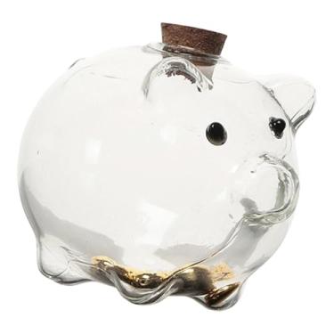 Imagem de Generic Cofrinho de Porquinho de Vidro para Mesa, Organizador de Dinheiro, Caixa Economizadora, Pote para Chá de Bebê ou Quarto de Bebê, Transparente 5x6cm
