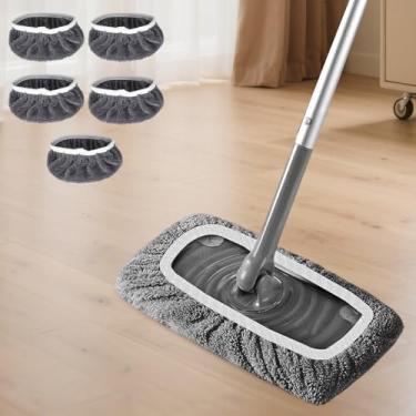 Imagem de Capas de esfregão para limpeza de piso seco e molhado, almofadas de substituição universais reutilizáveis para uso em casa, escritório, apartamento, 5 peças (cinza)