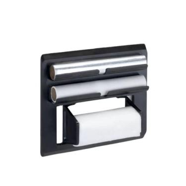 Imagem de Suporte Ajustável Porta Rolo Triplo De Papel Toalha Alumínio Filme Cor