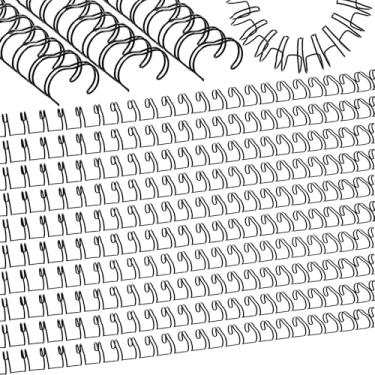 Imagem de MorningRo 100 peças de fios de encadernação de laço duplo de metal 5/8 fios de encadernação em espiral dupla bobina cores pretas pentes de espinhos duplos 21 furos 2: 1 fio de máquina de bobina de
