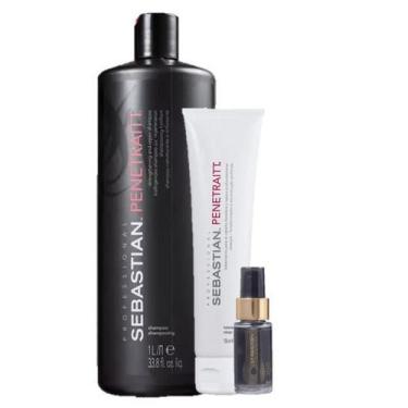 Imagem de Sebastian Professional Penetraitt Shampoo 1L Mascara 150ml e Dark Oil 