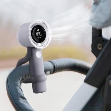 Imagem de Ventilador Turbo Portátil de Mão com 3 Ajustes Display Digital Longa Duração da Bateria 2 5-16Hrs Recarregável via USB Versátil para Viagens ao Ar Livre Casa Escritório Mesa Clip-on Carrinho Bebê Perf