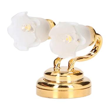 Imagem de TOPINCN Lâmpada de Parede Em Miniatura para Casa de Boneca 1:12, Luz LED Em Formato de Flor de Cabeça Dupla Com Suporte Banhado a Ouro e Botão de Interruptor para Decoração de Casa de