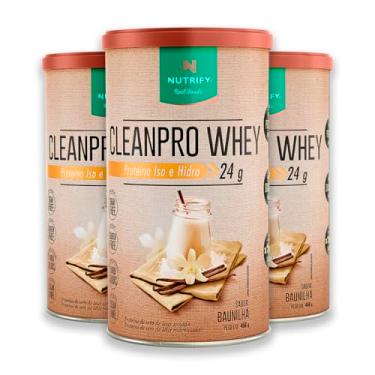 Imagem de Kit 3 CleanPro Whey Baunilha Nutrify 450g