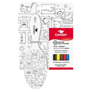 Imagem de Kit 1 Escova para Cabelo Oval + 6 Canetas Hidrocor Condor para Colorir