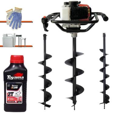 Imagem de Trado Motorizado + Brocas 80x20 80x25 80x30 + óleo Stihl 2t