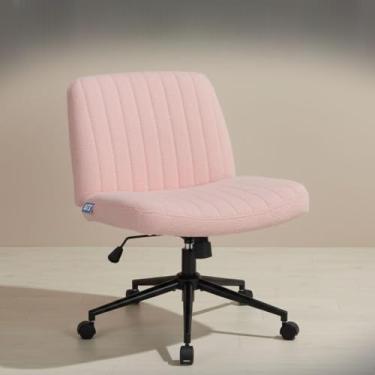 Imagem de Cadeira Escritório DT3 Dolly, Assento Extra Grande e Largo, Leisure, Penteadeira, Escrivaninha, Ceriticação NR-17, Giratória, com rodinha (Boucle, Pink)