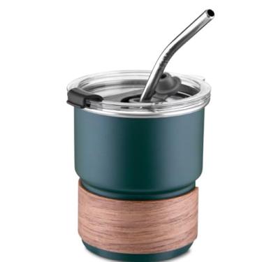 Imagem de Genérico, Copo em Inox com Canudo, 250ml, Verde, Design Funcional, Portátil, Ideal para Trabalho, Estudo e Viagens