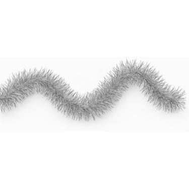 Imagem de Festão de natal prata com preto corte fino, 9 CM de largura, 2 Metros de comprimento, Festão para árvore de natal, decoração de ambientes natalinos