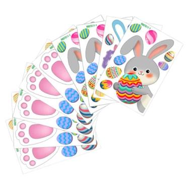 Imagem de Pegadas De Coelho Da Páscoa,Kit Com Vários Adesivos De PVC Divertidos Para Decoração DIY - Autocolantes de Pegadas de Pata de Coelho | para Vidro Espelho Porta Frigorífico Quarto Cozinha Sala Loja