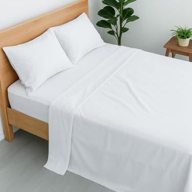 Imagem de Cottington Lane Jogo de cama solteiro GG 100% algodão, 4 peças de lençóis brancos de qualidade de hotel de luxo, bolso profundo para colchão de 20 a 40 cm, macio, durável, refrescante e respirável
