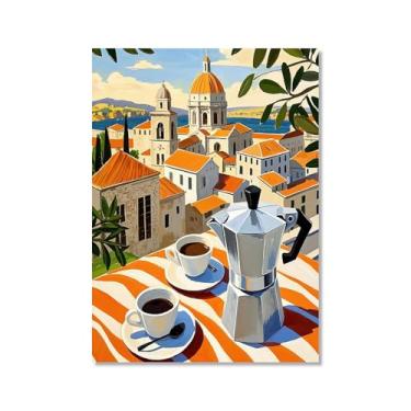 Imagem de Pintura em tela vintage de pôster-comida para parede, cafeteria de viagem italiana, quente, cozinha, café, bar, decoração (SKU2,50.8x71.1 cm = (50 x 70 cm), sem moldura)