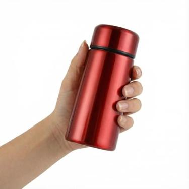 Imagem de Mini garrafa de água, 142 g, aço inoxidável isolado, copo fino, frasco para viagens, esportes, escola, bolsa, xícara de café, garrafas de café, manter quente e frio (vermelho)