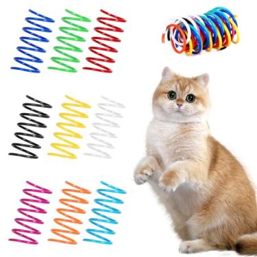 Imagem de FAXLEVY Pacote com 135 brinquedos de mola para gatos com 9 cores, bobina interativa de plástico espiral para gatos, caça, mordida, golpe e brincadeiras ativas