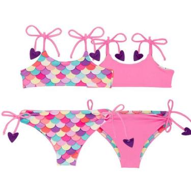 Imagem de Biquíni Dupla Face Infantil Menina Praia Piscina Lacinho - Fofotinhos,