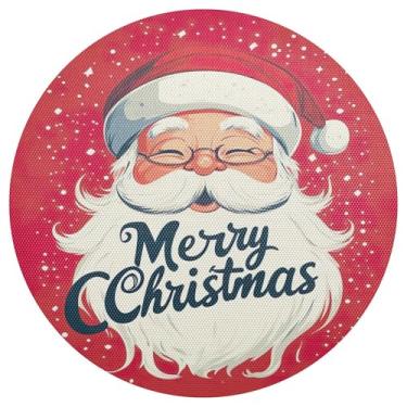 Imagem de xigua Jogo americano redondo de Natal Papai Noel, conjunto de 6, tapete de mesa redondo antiderrapante resistente ao calor, tapetes de mesa de 48 cm para decoração de cozinha, jantar e festa